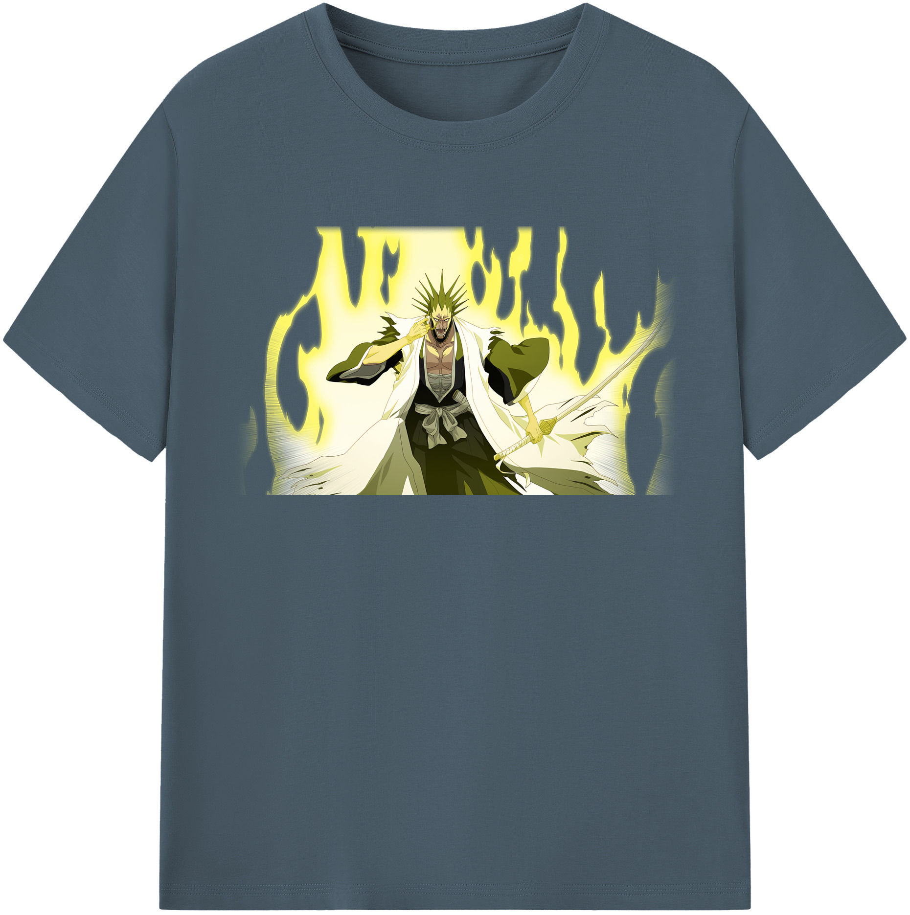 （画像用） ブリーチ ざらき けんぱち BLEACH Zaraki Kenpachi 綿100％半袖Tシャツ（フロントプリント）